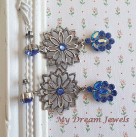 Vintage Stijl Filigree Oorstekers met Swarovski Sapphire