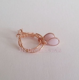 Creolen Rose Gold Druppel Swarovski Rose Alabaster 8x6mm