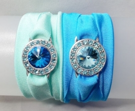 Ibiza Armband Licht Turquoise met Swarovski Rivoli Rainbow Blue