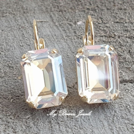 Oorbellen Emma met Swarovski Octagon " Crystal Moonlight"