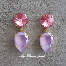 Oorstekers met Swarovski Crystal  Pink Lilac