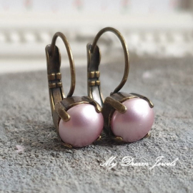 Oorbellen Alison met Swarovski Parel Powder Rose