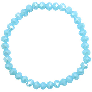 Basis Armbandje met Facetkralen Crystal Blue pearl shine