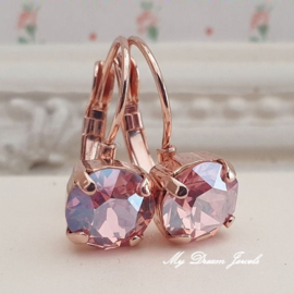 Oorbellen Alison met Swarovski " Light Rose Moonlight "