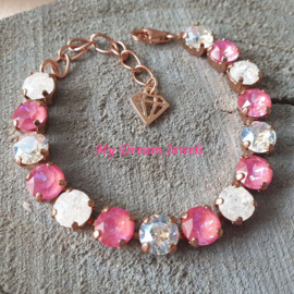 Armband Alison " Crystal Pink Delite  " met o.a. Swarovski Crystal