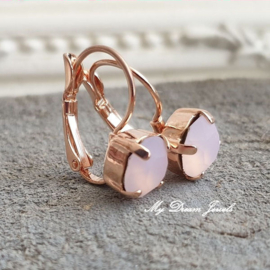 Oorbellen Alison met Swarovski " Rose Water Opal Matt"