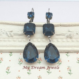 Oorhangers Vintage Swarovski Montana Blue