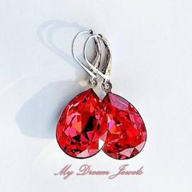 Oorhangers Swarovski Druppel Padparadscha 18x13mm