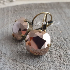 Oorbellen Square met Swarovski Brown Delight