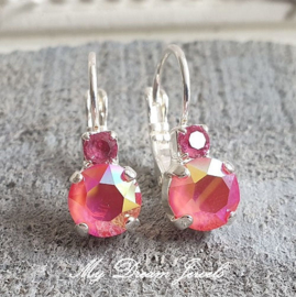 Oorbellen Fem met Swarovski "Rose & Crystal Coral Glow "