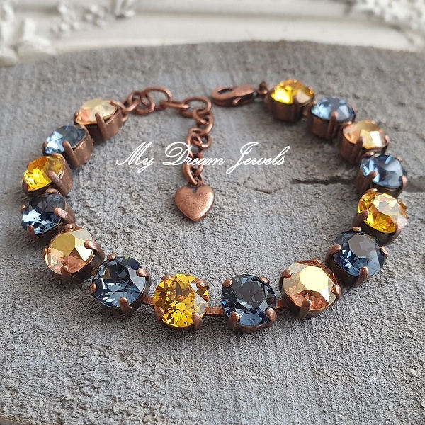 Armband Alison "Denim Gold Sunshine" met Swarovski Crystal