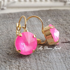 Oorbellen/Stekers Rivoli met  Swarovski " Crystal Electric Pink"