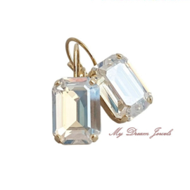 Oorbellen Emma met Swarovski Octagon " Crystal Moonlight"