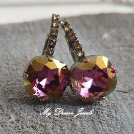 Luxe Oorbellen Square met Swarovski Lilac Shadow
