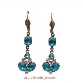 Oorhangers Queen met Swarovski  Teal Blue