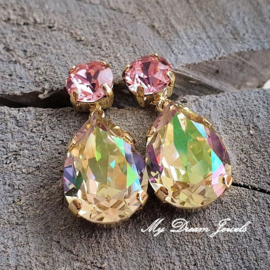 Oorstekers "Light Rose Luminous " met Swarovski Crystal
