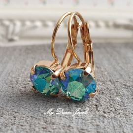 Oorbellen Alison met Swarovski  "Light Turquoise Glow "