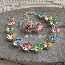 Oorbellen "Shiny Multi Light Pastel" met Swarovski Crystal