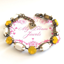 Armband met Swarovski crystal Chalkwhite & Yellow Opal