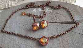 Oorbellen Square met Swarovski Crystal Copper
