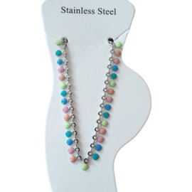 Roestvrij stalen (RVS) enkelbandje enamel Zilver-multicolour