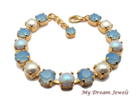 Romantische Armband Pearl Blue Opal met Swarovski  Crystal