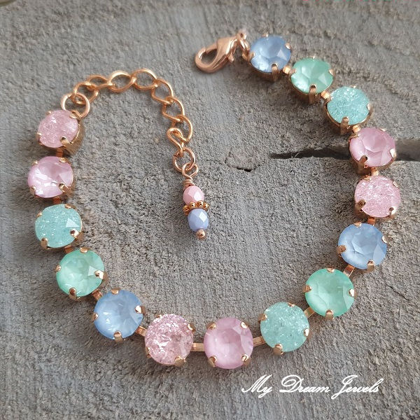 Armband Alison "Pastel Crushed Ice" met o.a. Swarovski Crystal