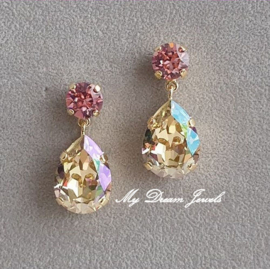 Oorstekers "Light Rose Luminous " met Swarovski Crystal