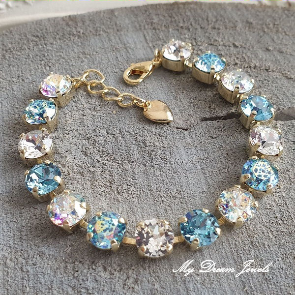 Armband Alison "Twinkle Aqua Patina" met  Swarovski Crystal