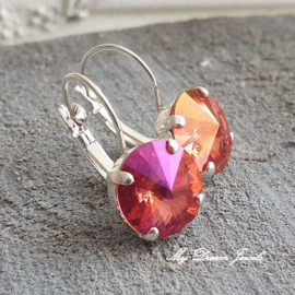 Oorbellen Rivoli met  Swarovski " Rose Brandy"