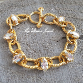 Schakelarmband "Gold & Moonlight "met Swarovski
