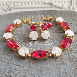 Armband Amy "Red Crystal Ice " met o.a. Swarovski Crystal