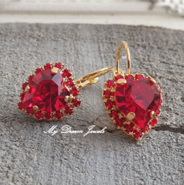 Luxe Oorbellen met Swarovski Hart Light Siam