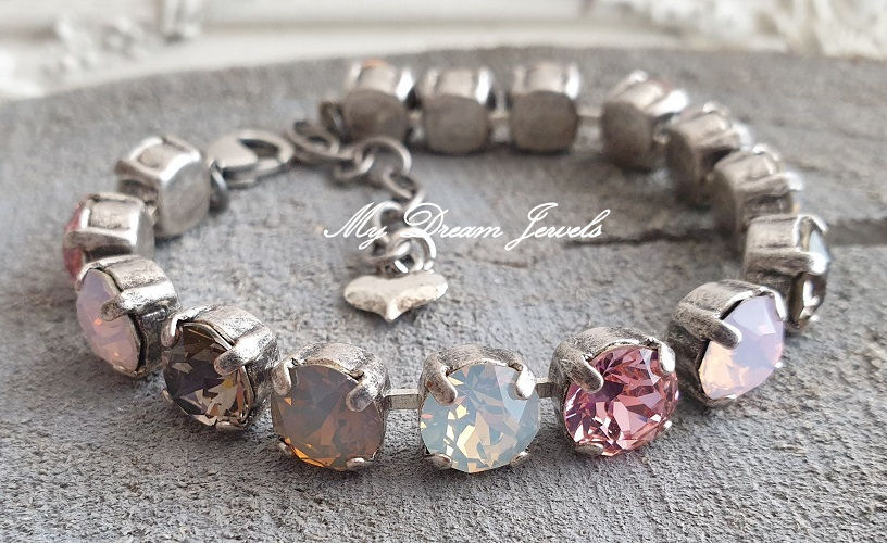 Armband Alison" Rose Opal & Greige "met Swarovski Crystal