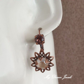 Oorbellem Filigree Flower met Swarovski Crystal Blush/Ivory