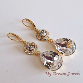 Oorhangers Vintage Swarovski Flower Crystal