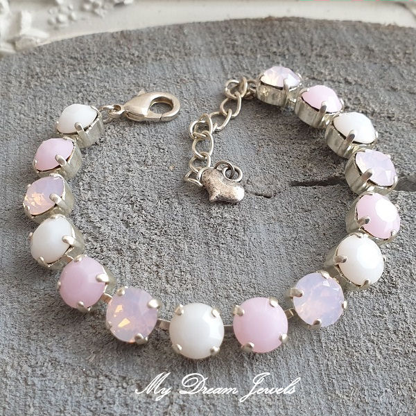 Armband Alison "Soft Pink & White" met Swarovski Crystal