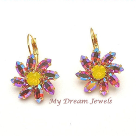 Oorbellen Daisy Flower  Sun of Fire met Swarovski Crystal