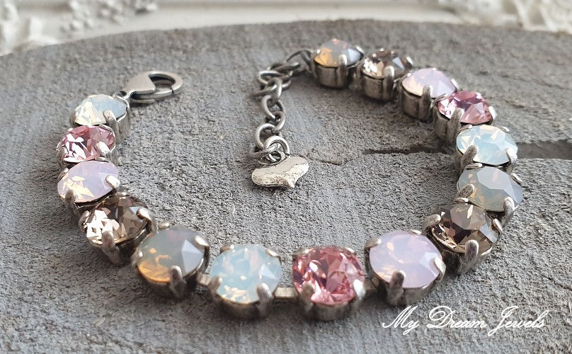 Armband Alison" Rose Opal & Greige "met Swarovski Crystal