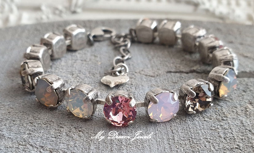 Armband Alison" Rose Opal & Greige "met Swarovski Crystal