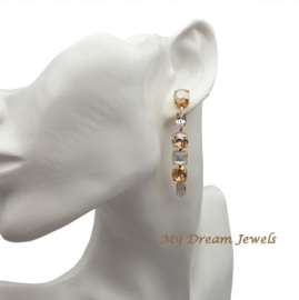 Oorstekers Juliette " White Golden Opal " met Swarovski Crystal