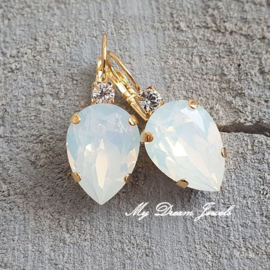 Oorbellen Druppel met Swarovski Helder Crystal & White Opal