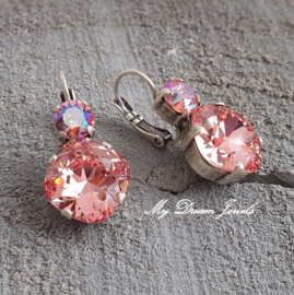 Oorbellen Square met Swarovski Rose Peach