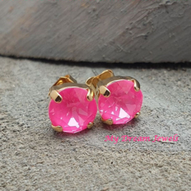 Oorbellen/ Steker Alison met Swarovski Crystal Electric Pink