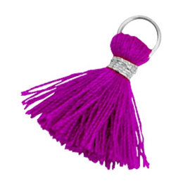 Kwastje Ibiza Style met ring  Violet Purple-Zilver 1,8cm