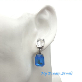 Oorstekers Ilona "Crystal Blue Diamond " met o.a. Swarovski Crystal