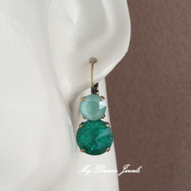 Oorbellen Crystal Mint & Crushed Emerald met o.a. Swarovski Crystal
