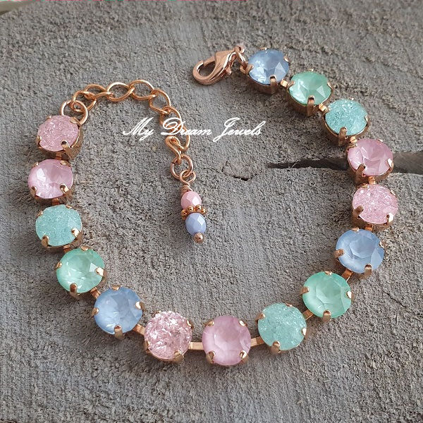 Armband Alison "Pastel Crushed Ice" met o.a. Swarovski Crystal