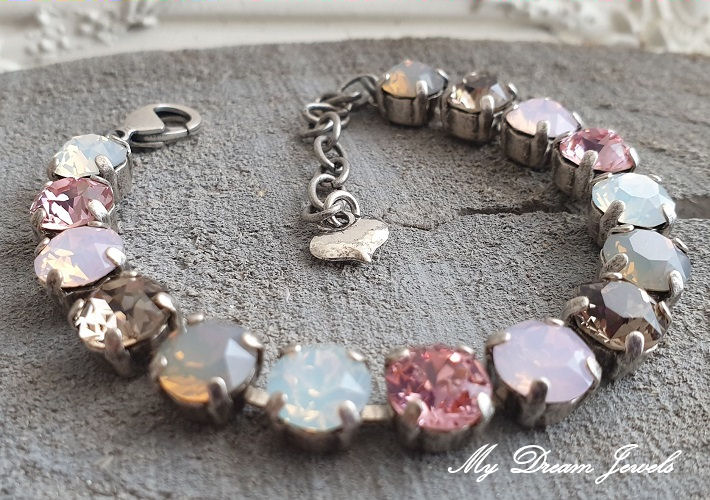 Armband Alison" Rose Opal & Greige "met Swarovski Crystal