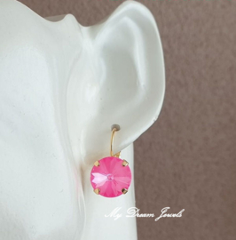 Oorbellen/Stekers Rivoli met  Swarovski " Crystal Electric Pink"
